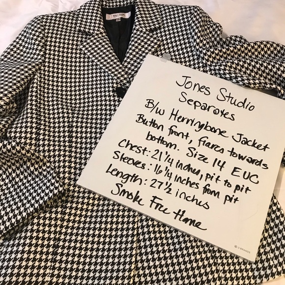 Jones Studio Separates B/W Herringbone Jacket 14 - Picture 7 of 8